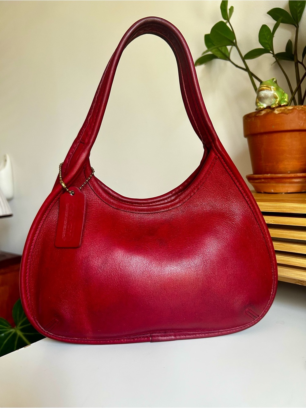 Vintage Coach Ergo Mini Shoulder Bag 9027 Leather Rare Cherry Red